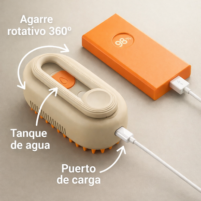 VaporPet™ – Cepillo de Vapor 3 en 1 (Masaje, Limpieza y Quita Pelo)